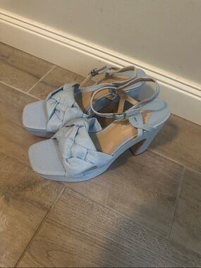 ANTONIO MELANI Light Blue Knotted Platform Ankle-Strap Heels